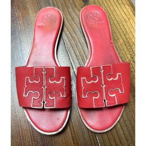 Tory Burch Ines Leather Slide Sandal Red Size 8
